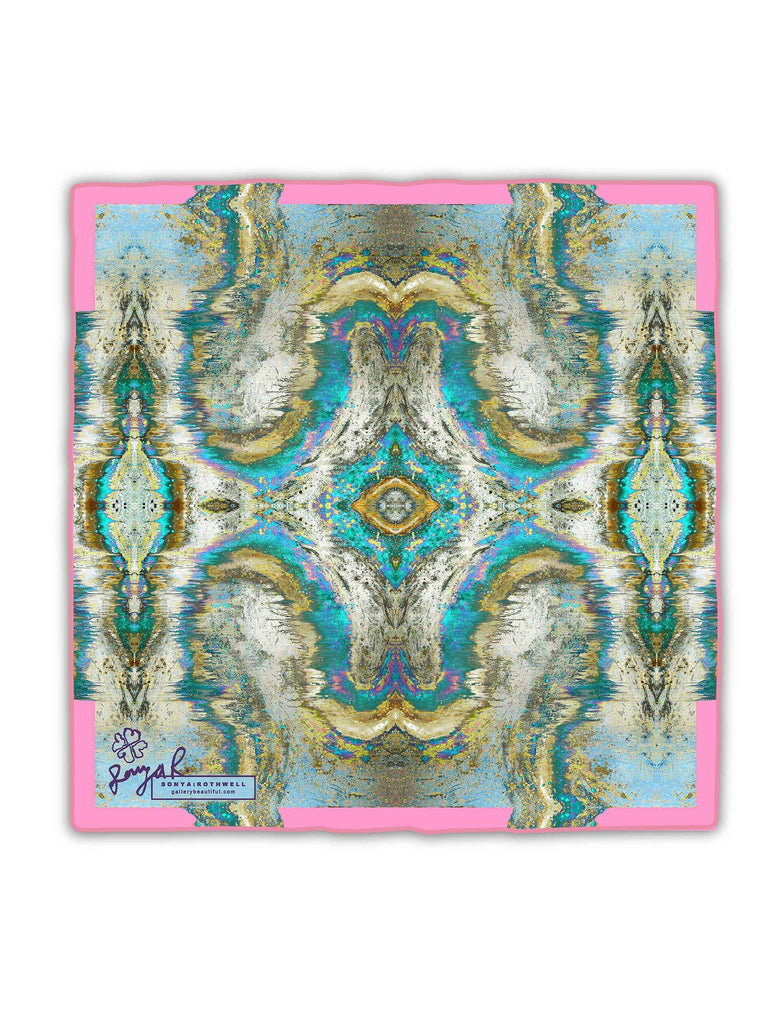 SACRED GEOMETRY SILK SCARF : PINK