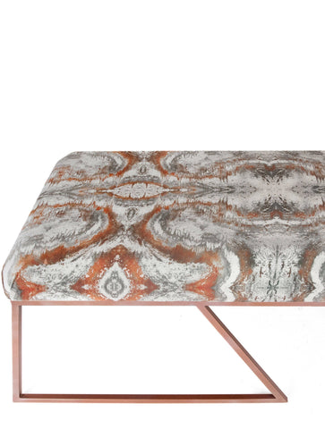 IRIDESCENT LIGHTENING BENCH : SACRED GEOMETRY ROSE GOLD VELVET