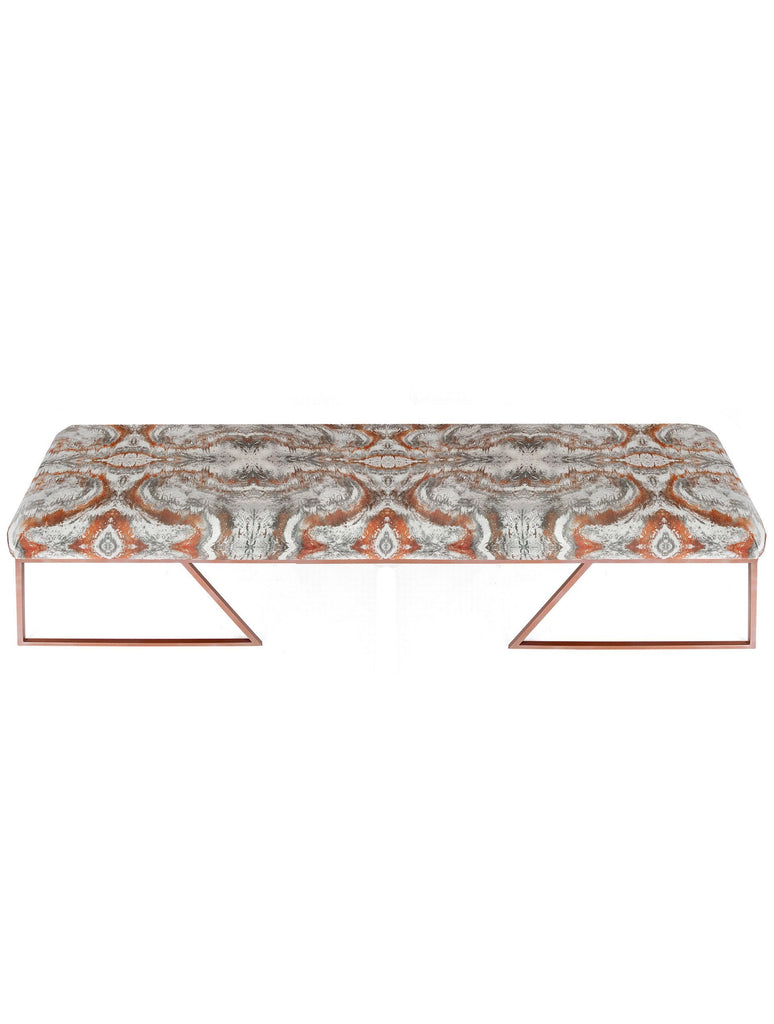 Bench - IRIDESCENT LIGHTENING BENCH : SACRED GEOMETRY ROSE GOLD VELVET