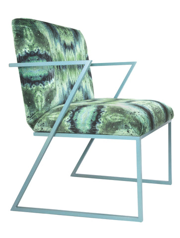 IRIDESCENT LIGHTENING DINING CHAIR : INFIINIITY BLUE SAGE VELVET