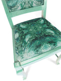 Chair - ONE-OFF HAND-PAINTED ANTIQUE AQUA CHAIR : AMULET FOREST FABRIC