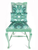 Chair - ONE-OFF HAND-PAINTED ANTIQUE AQUA CHAIR : AMULET FOREST FABRIC