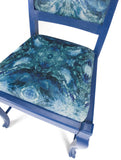 Chair - ONE-OFF HAND-PAINTED ANTIQUE BLUE CHAIR : AMULET LAKE FABRIC