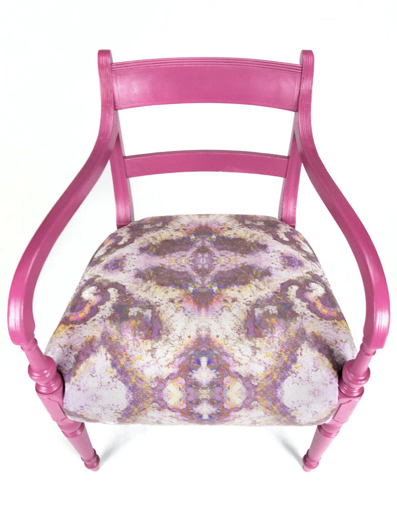 Chair - ONE-OFF HAND-PAINTED ANTIQUE CHAIR : SEKHMET SKY FABRIC