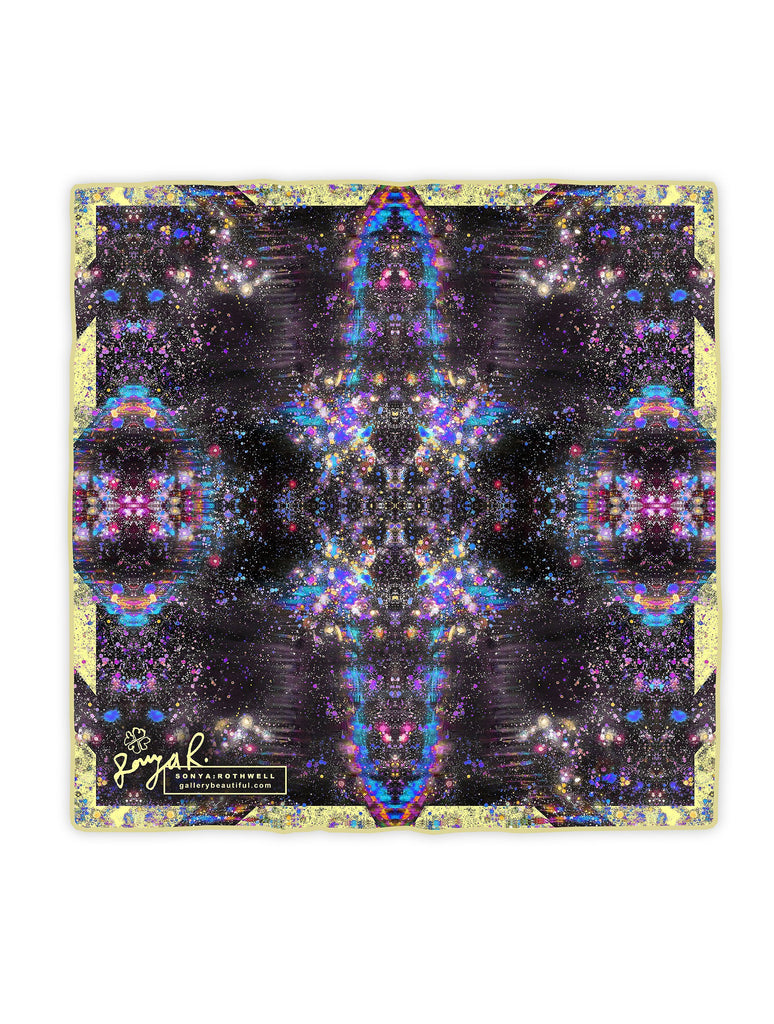 Pocket Square - SONYA ROTHWELL NAGA RAINBOW NOIR SILK POCKET SQUARE