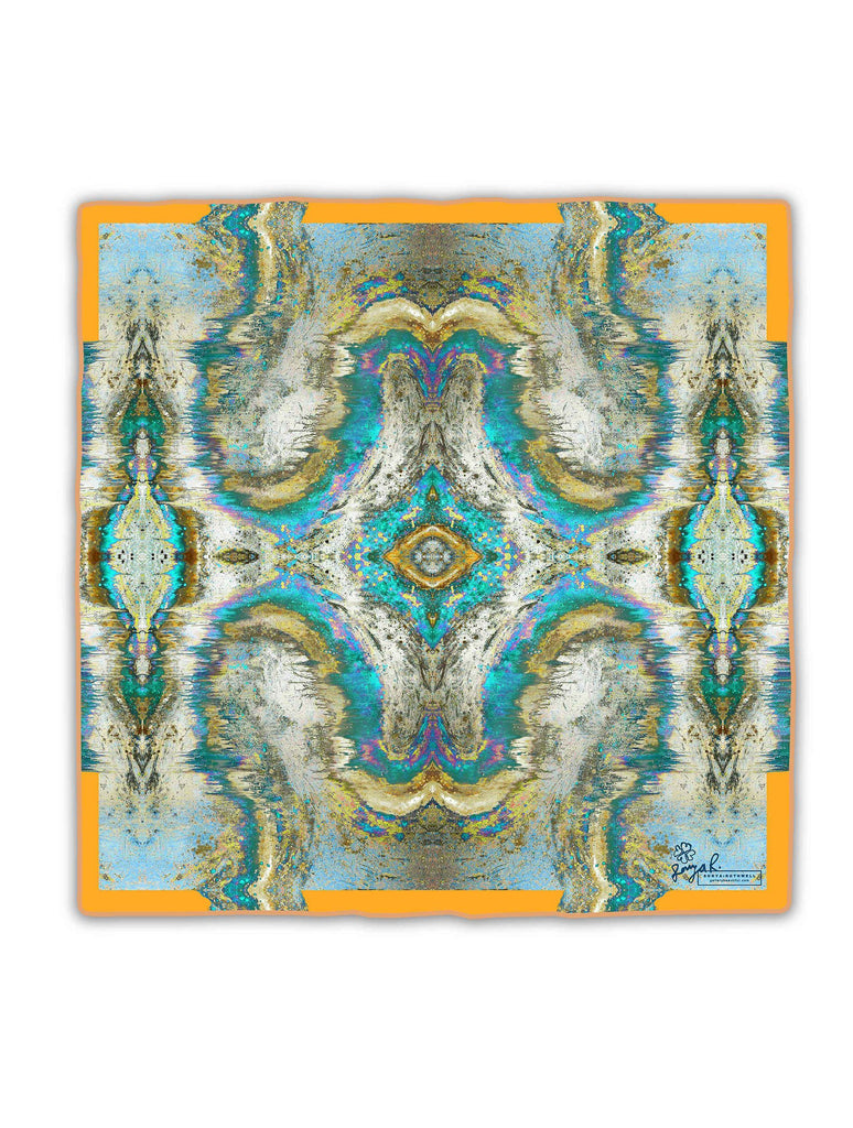 Pocket Square - SONYA ROTHWELL SACRED GEOMETRY ORANGE SILK POCKET SQUARE