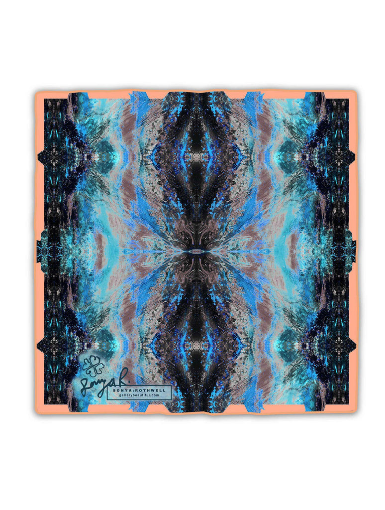 Pocket Square - SONYA ROTHWELL TETRAHEDRON AQUA SILK POCKET SQUARE