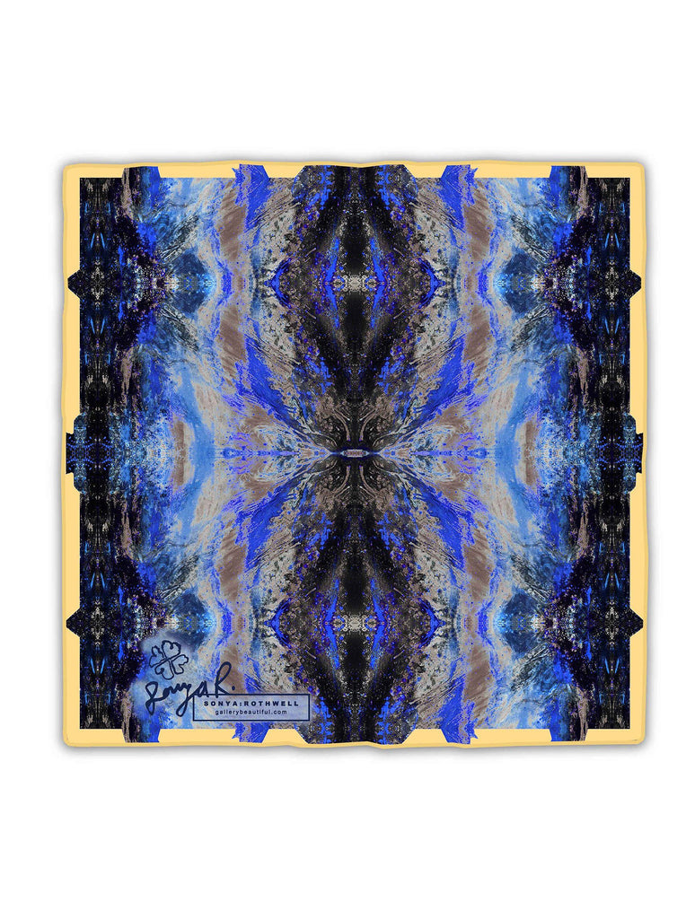 Pocket Square - SONYA ROTHWELL TETRAHEDRON PEACOCK BLUE SILK POCKET SQUARE