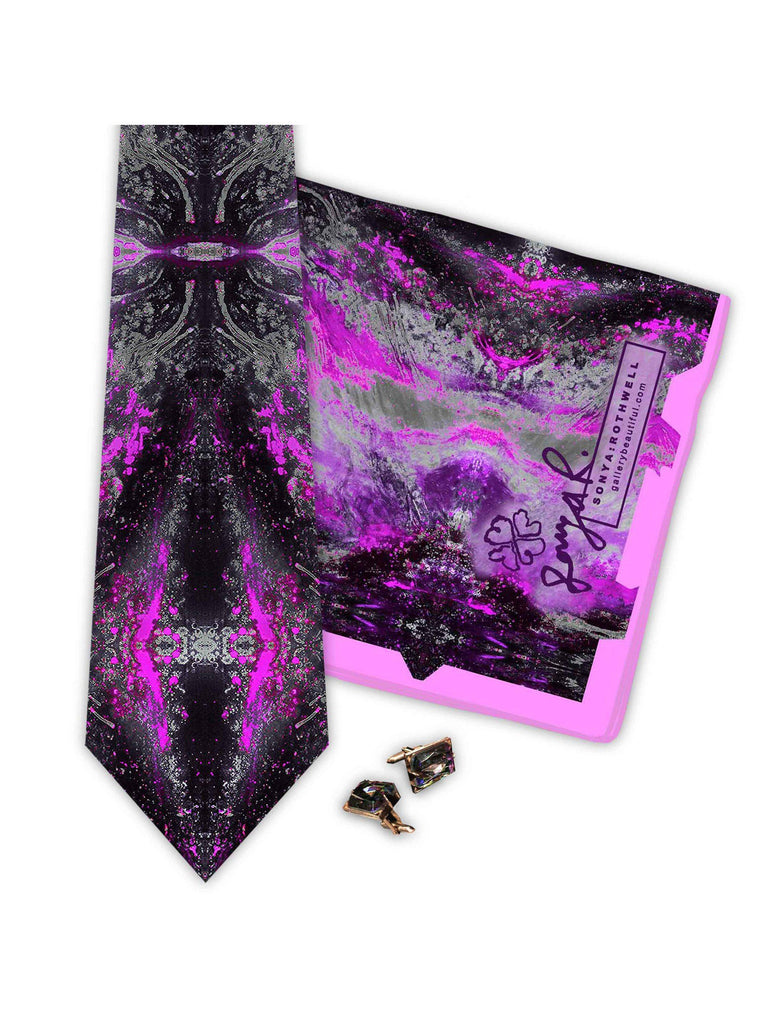 Pocket Square - SONYA ROTHWELL TETRAHEDRON PINK SILK POCKET SQUARE