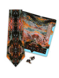 Pocket Square - SONYA ROTHWELL TETRAHEDRON TANGERINE SILK POCKET SQUARE