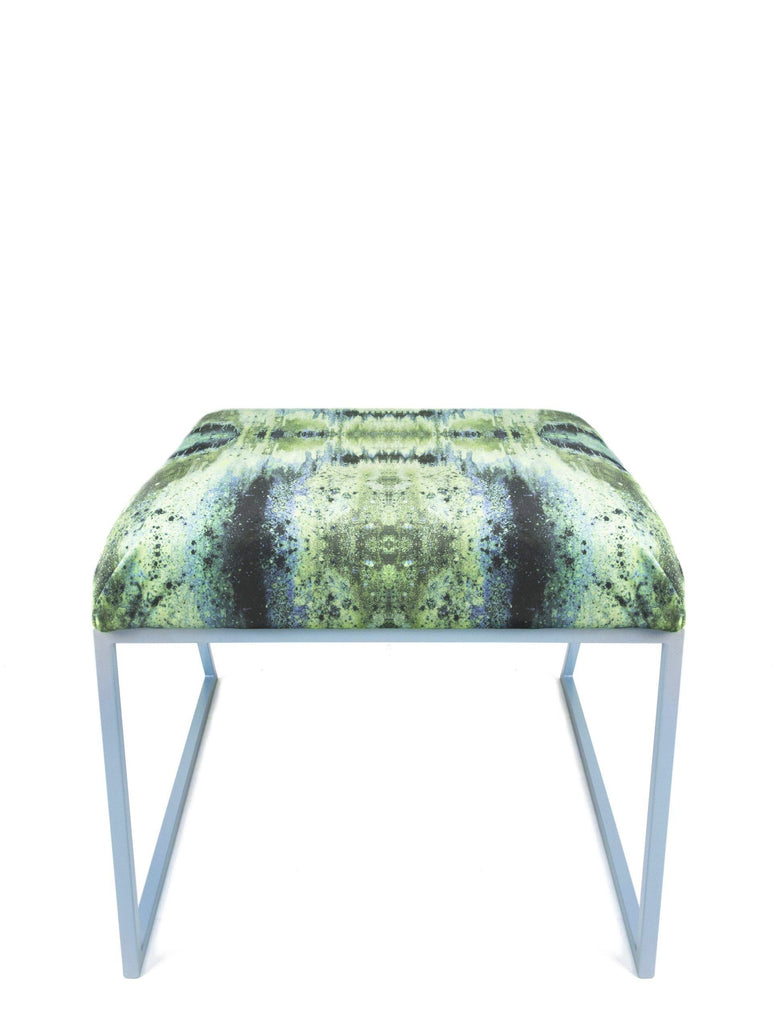 Stool - IRIDESCENT LIGHTENING STOOL : INFIINIITY BLUE SAGE VELVET