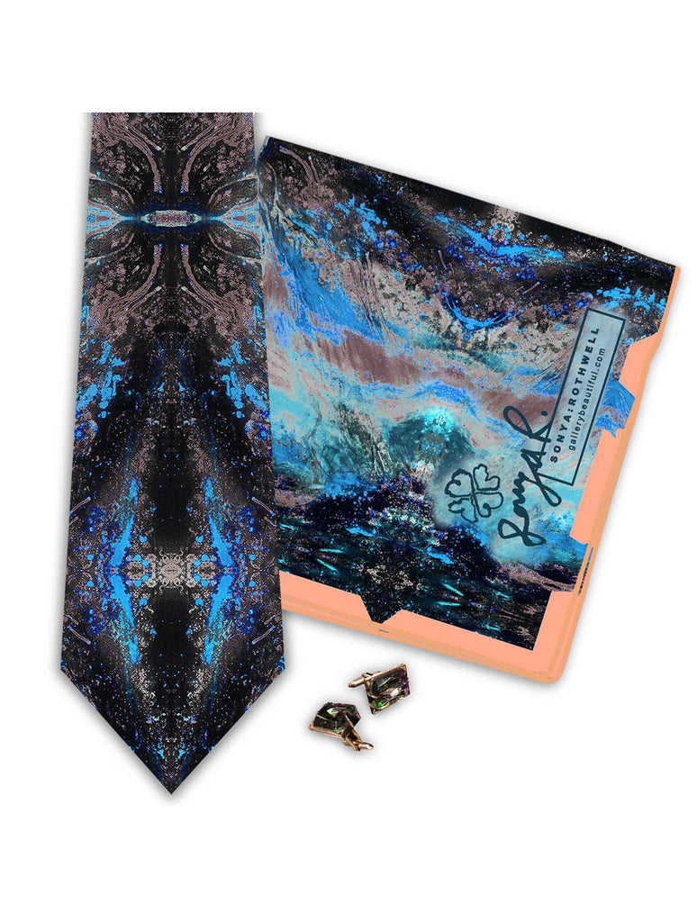 Tie - SONYA ROTHWELL TETRAHEDRON SILK TIE : AQUA