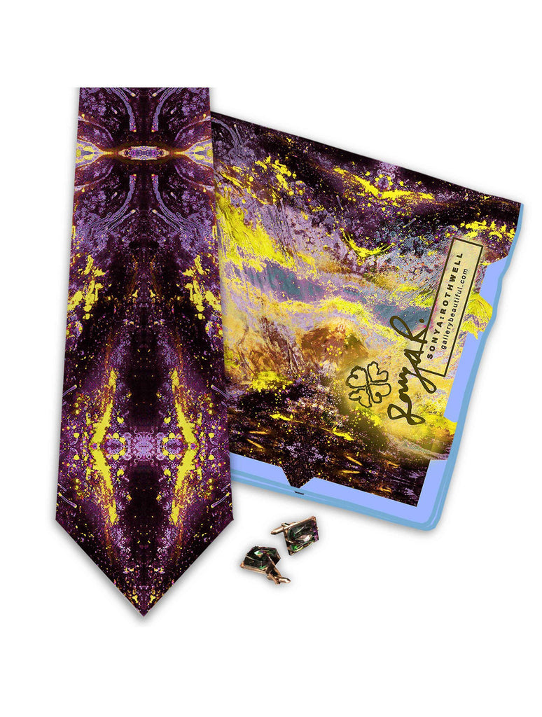 Tie - SONYA ROTHWELL TETRAHEDRON SILK TIE : GOLD